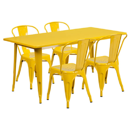 Flash Furniture ET-CT005-4-30-YL-GG Table And Chair Set Includes (1) 63"W X 31-1/2"D X 29-1/2"H Table