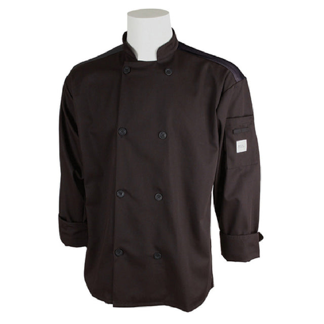 Mercer Culinary M60017BK2X Millennia Air® Unisex Jacket Full Mesh Back (8) Traditional Buttons