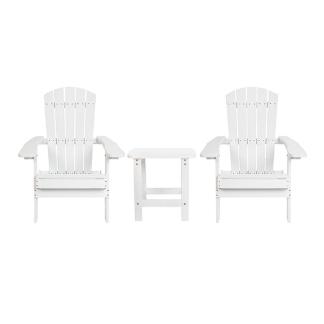 Flash Furniture JJ-C14505-2-T14001-WH-GG Folding Adirondack Chairs With Side Table