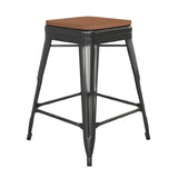 Flash Furniture CH-31320-24-BK-PL2T-GG Kai Bar Stool 500 Lb. Weight Capacity Counter Height