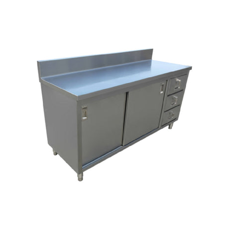 Omcan 43484 (43484) Work Table Cabinet Base With Sliding Doors & (3) Drawers