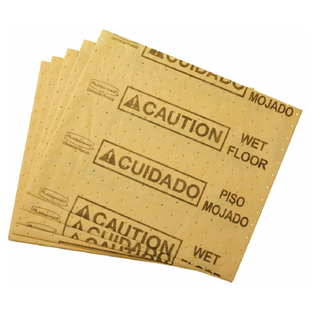 Rubbermaid FG425300YEL - Over-the-Spill™ Station Pads, "Caution Wet Floor", Medium
