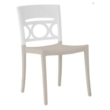 Grosfillex US656096 Moon Stacking Side Chair Design Resined For Outdoor Use Circular Moon Design Resin Back