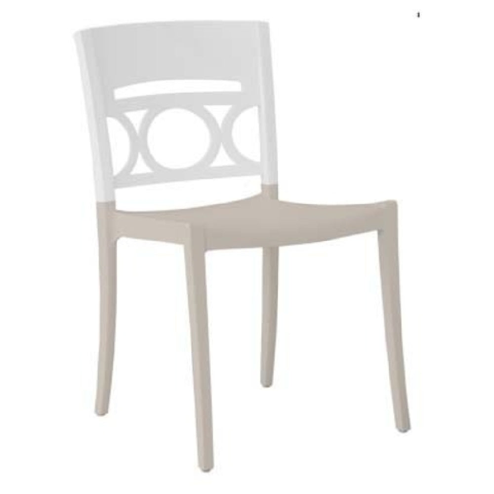 Grosfillex US566096 Moon Stacking Side Chair Design Resined For Outdoor Use Circular Moon Design Resin Back