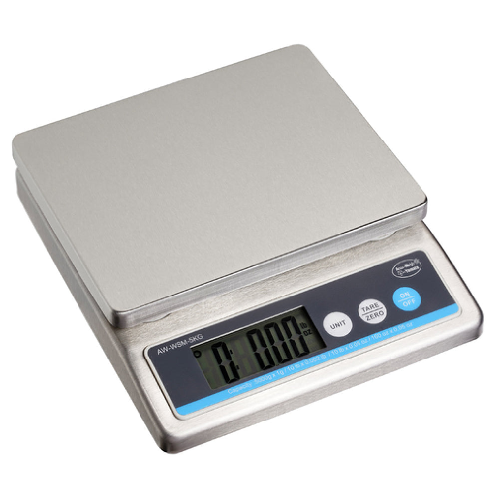 Yamato AW-WSM-5KG Accu-Weigh® Washdown Portion Control Scale Digital 0-10 Lb. X 0.002 Lb. / 0-10 Lb. X 0.05 Oz. / 0-160 Oz. X 0.05 Oz. / 0-5000 G X 1 G