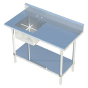 Sapphire Manufacturing SMTPS-2460L Work Table With Prep Sink 60"W X 24"D 16/304 Stainless Steel Top With 1-1/2" Rounded Front Edge