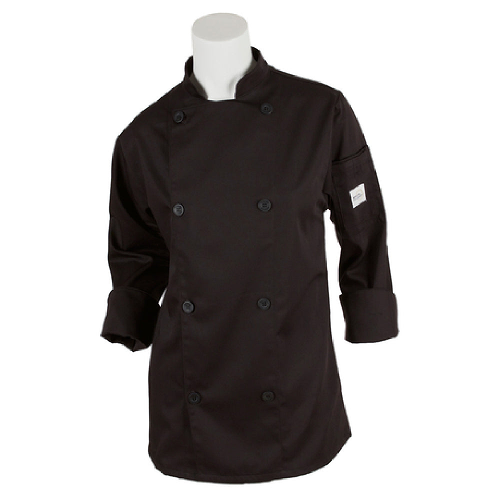 Mercer Culinary M61030BKXS Genesis Women's Chef Jacket (8) Traditional Buttons Utility Shoulder Pocket