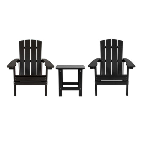 Flash Furniture JJ-C14501-2-T14001-BK-GG Adirondack Chairs With Side Table (2) Chairs