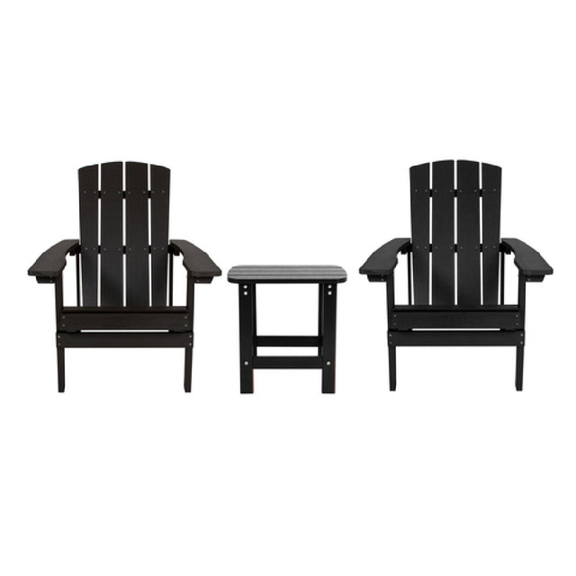 Flash Furniture JJ-C14501-2-T14001-BK-GG Adirondack Chairs With Side Table (2) Chairs