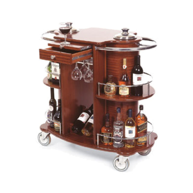 Geneva 70260 Wine/Liquor Cart-Bordeaux 39-3/8"W X 19-5/8"D X 40-1/2"H (2) Recessed Ice Buckets