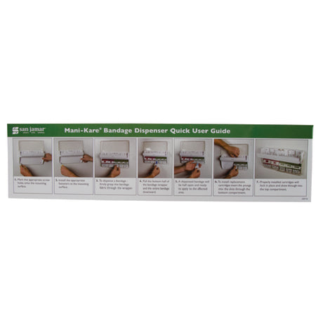 San Jamar MKQUG Mani-Kare® Bandage Dispenser Quick User Guide 3" X 12" Laminated