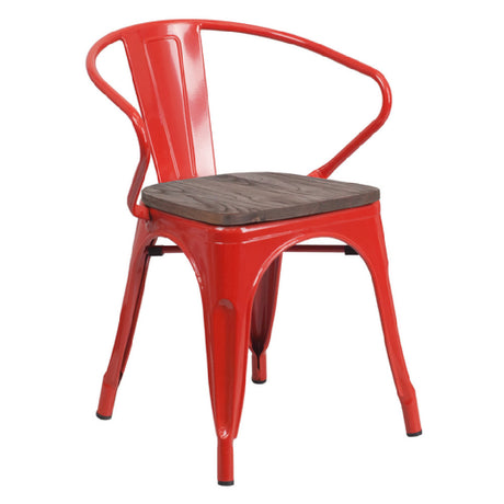 Flash Furniture CH-31270-RED-WD-GG Stacking Armchair 500 Lb. Weight Capacity Bistro Style