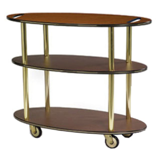 Lakeside 36304_MAHOGANY Service Cart Rounded Oval 23"D X 44"W X 35-1/4"H