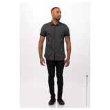 Chef Works SHC07-BLK-4XL Men's Charleston Shirt Short Sleeves Contrast Fabric On Inner Sleeve Band & Inner Collar Band