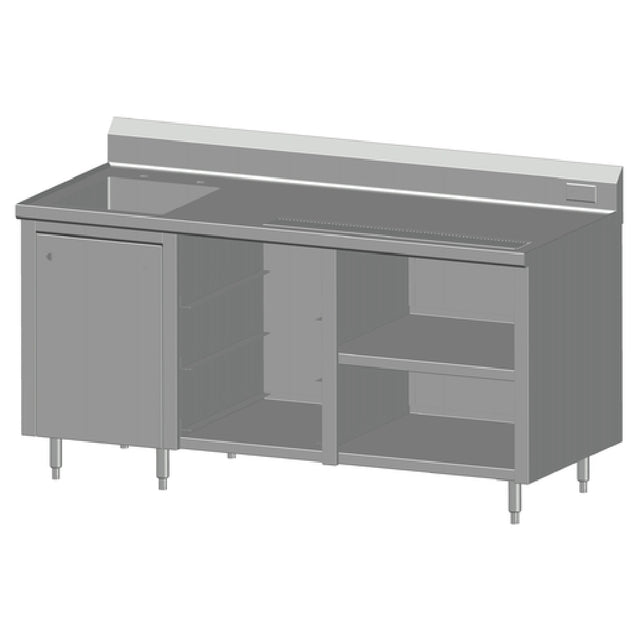 SPG BCRS-72L - Universal Stainless Beverage Counter, With Rack Slides, 72" Long