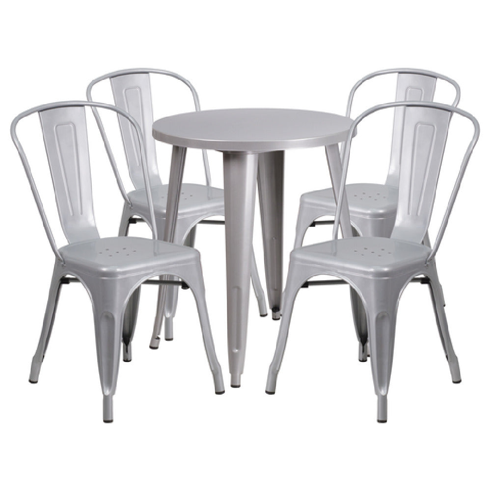 Flash Furniture CH-51080TH-4-18CAFE-SIL-GG Table And Chair Set Includes (1) 24" Dia. X 29"H Table