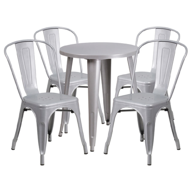 Flash Furniture CH-51080TH-4-18CAFE-SIL-GG Table And Chair Set Includes (1) 24" Dia. X 29"H Table