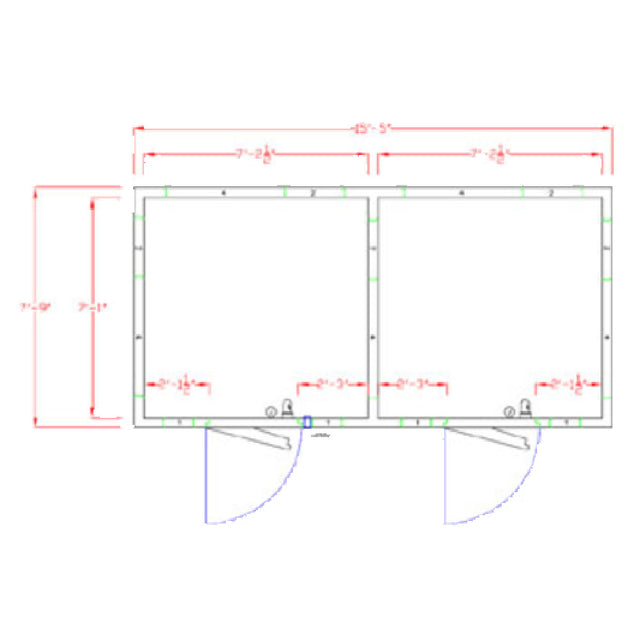 American Panel 8X16-O Walk-In Combination Freezer/Cooler (50/50 Split) 7'-6" H X 15'-5" W X 7'-9" D