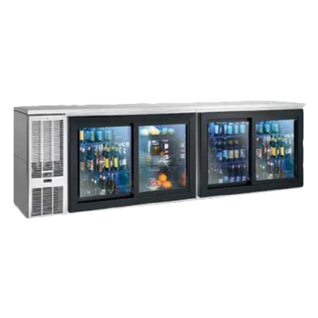 Perlick SDBS108 Sliding Door Refrigerated Back Bar Cabinet Four-section 108"W