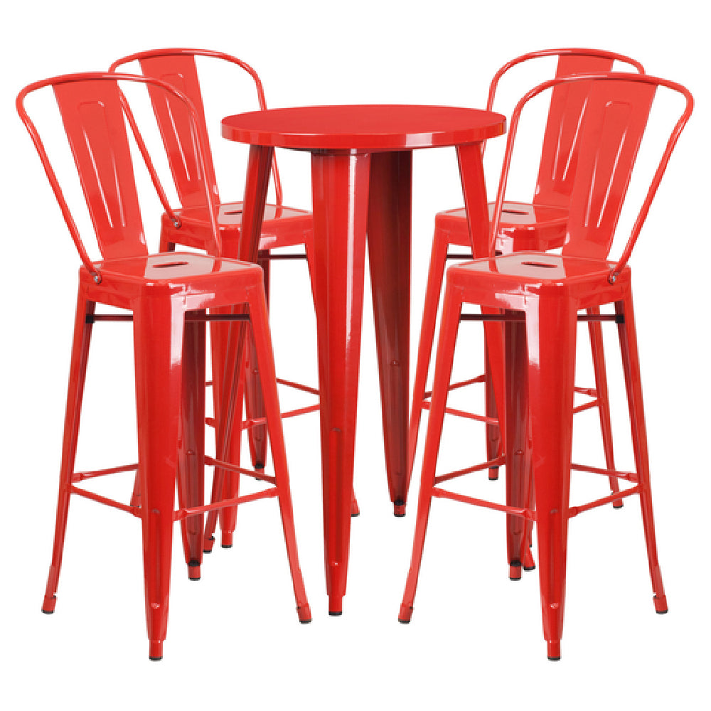 Flash Furniture CH-51080BH-4-30CAFE-RED-GG Table And Bar Stool Set Includes (1) 24" Dia. X 41"H Table