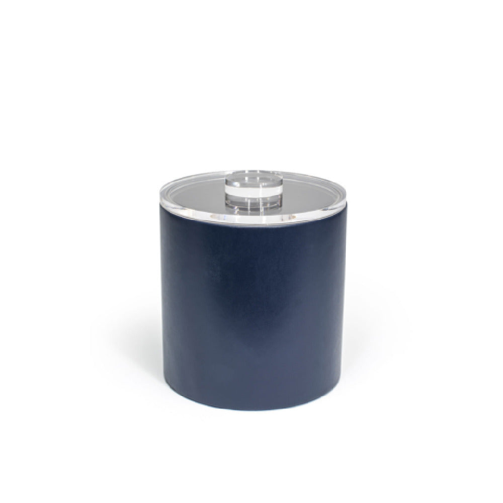 FOH RIB020BLL21 3.5qt Round London Ice Bucket Navy With Acrylic Lid Includes One RIB017BLL21-BTM 3.5qt Round London Ice Bucket Base Navy