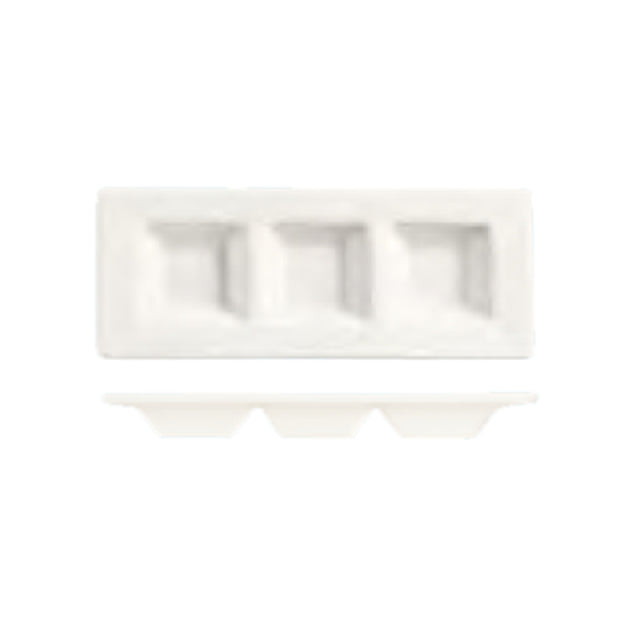 Libbey BW-6719 (Formerly World Tableware) Micro Tray 6-1/2" X 2-1/2" (3) Square Wells