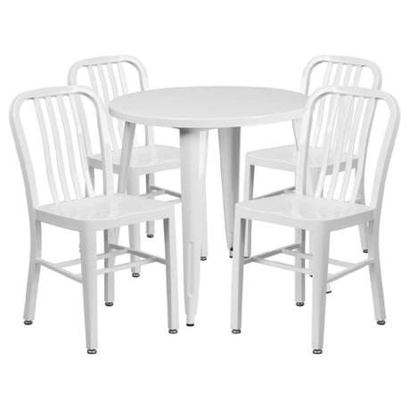 Flash Furniture CH-51090TH-4-18VRT-WH-GG Table And Chair Set Includes (1) 30" Dia. X 29-1/2"H Table