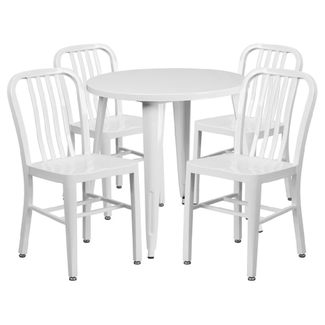 Flash Furniture CH-51090TH-4-18VRT-WH-GG Table And Chair Set Includes (1) 30" Dia. X 29-1/2"H Table