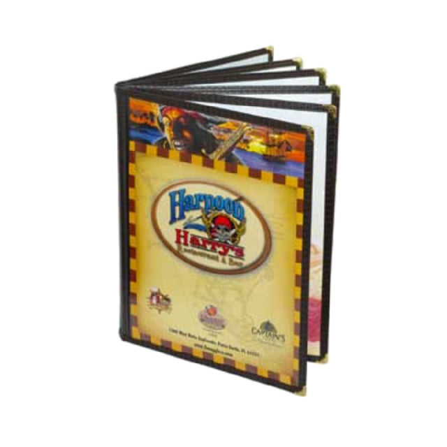 Menu Solutions SE370BD Menu Jacket Holds 4-1/4" X 14" Insert Six Pocket Booklet With 12 Views (binding On All Panels)