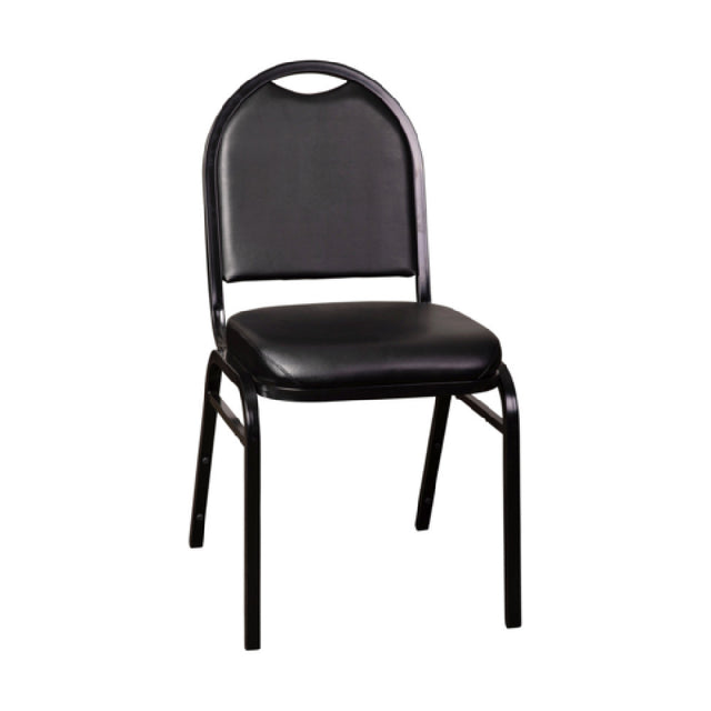 Flash Furniture NG-ZG10006-BK-BK-GG HERCULES Series Commercial Grade 500 LB. Capacity Dome Back Stacking Banquet Chair In Black Vinyl With Black Metal Frame