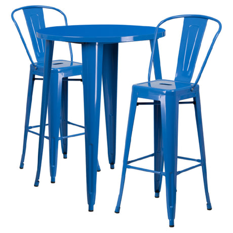 Flash Furniture CH-51090BH-2-30CAFE-BL-GG Table And Bar Stool Set Includes (1) 30" Dia. X 41"H Table