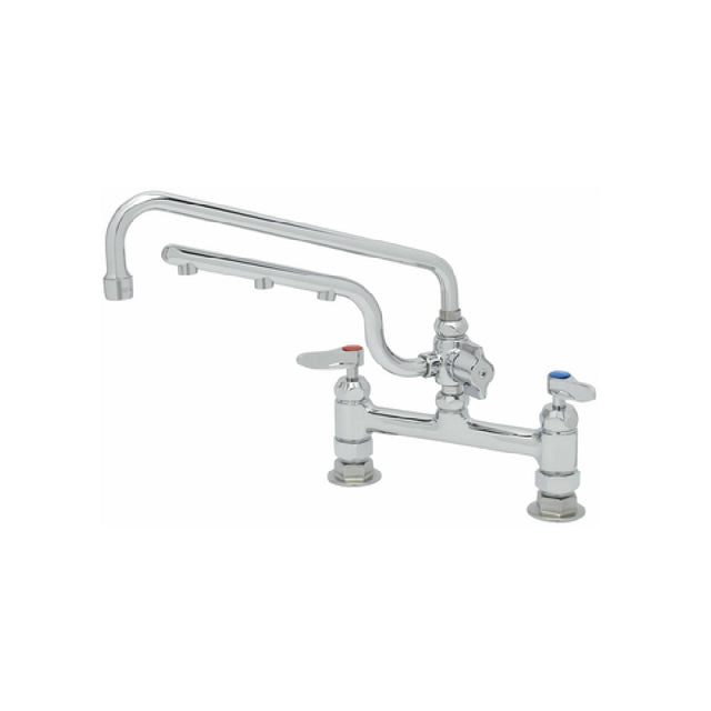 T&S Brass B-0221-U12-CR UltraRinse 8” Deck Mount Mixing Faucet With Polished Chrome Plated Brass Body