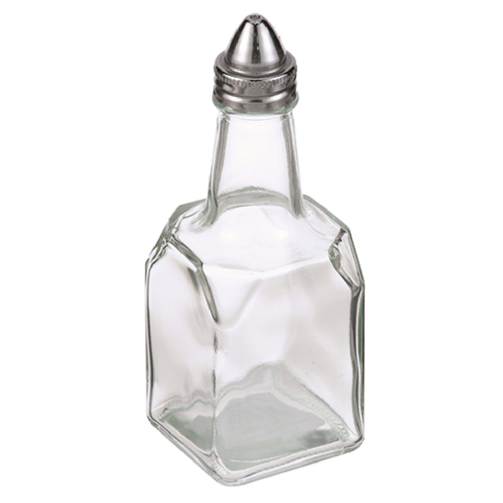 Adcraft G-600 6oz Glass Cruette Square W/ Metal Top