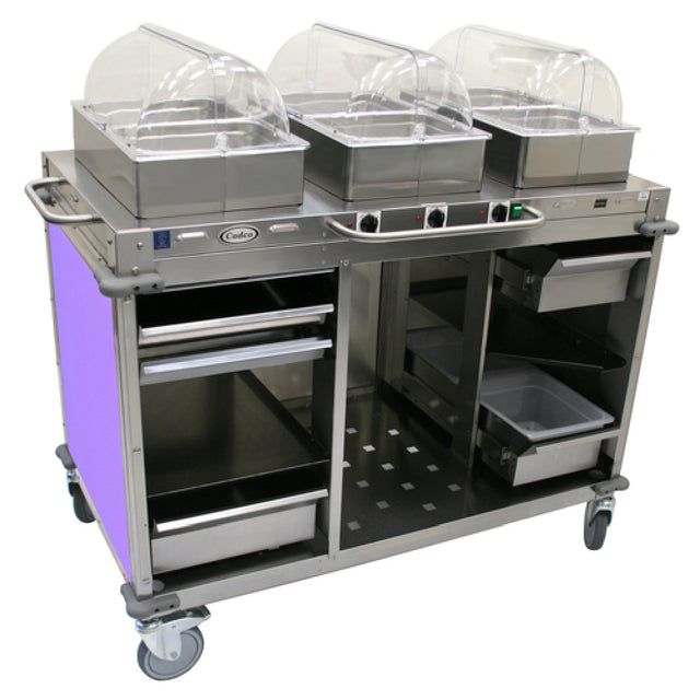 Cadco CBC-HHH-L7-4 MobileServ® Mobile Hot Buffet Cart (3) Hot Full Size Buffet Servers