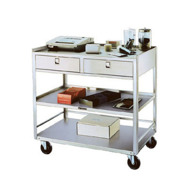 Lakeside 474 - Equipment Stand, Open Base With (3) Shelves & (2) Drawers, 500 Lb. Weight Capacity