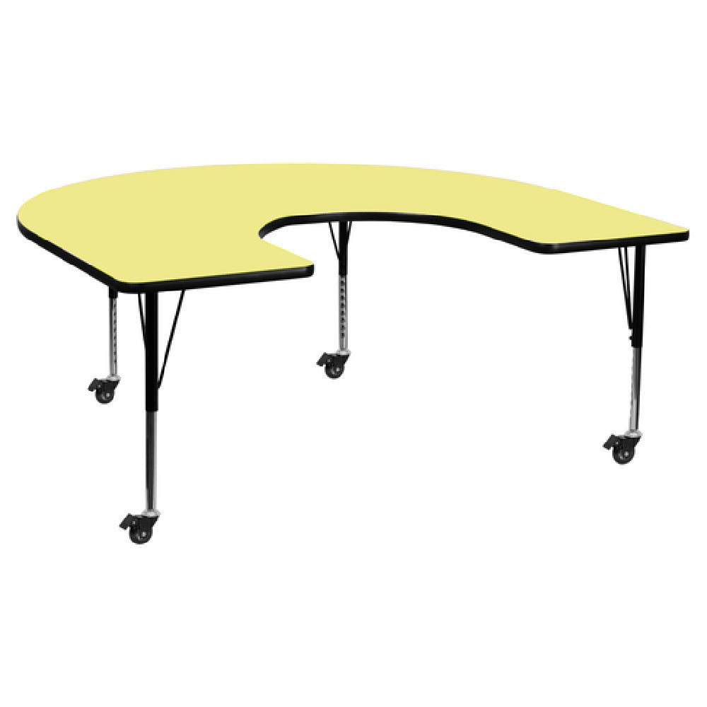 Flash Furniture XU-A6066-HRSE-YEL-T-P-CAS-GG Activity Table 66"W X 60"D X 17-2/5" To 25-2/5" Adjustable Height