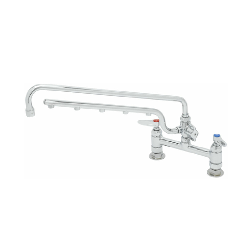 T&S Brass B-0220-U18 UltraRinse 8” Deck Mount Mixing Faucet With Polished Chrome Plated Brass Body