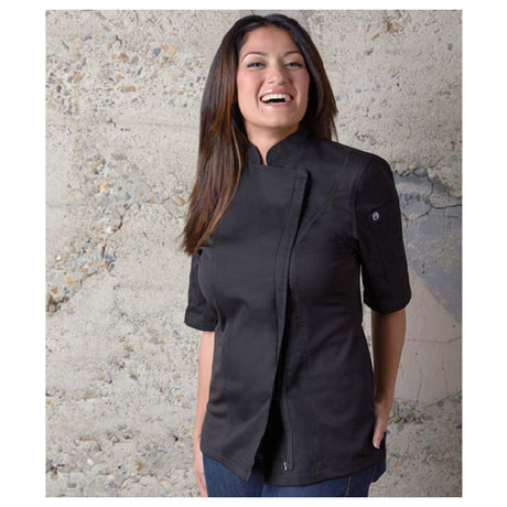 Chef Works BCWSZ006BLKS Women's Springfield Chef Coat Single-breasted Short Sleeves