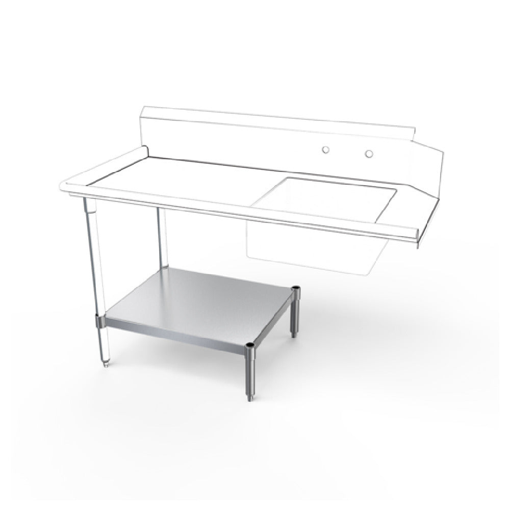 NBR Equipment DTU-S36 Dishtable Undershelf 29-5/8"W X 24-1/8"D 18Ga Stainless Steel Shelf. 2pcs 11"L Stainless Steel Legs With Adjustable Bullet Feet