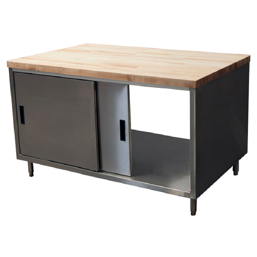 BK Resources CMT-3648S2 Dual Access Chef Table Cabinet Base With Sliding Doors On Both Sides