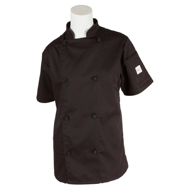 Mercer Culinary M61042BKM Genesis Women's Chef Jacket Short Sleeve (8) Cloth Knot Buttons