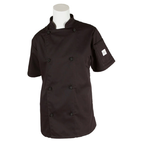 Mercer Culinary M61042BK1X Genesis Women's Chef Jacket Short Sleeve (8) Cloth Knot Buttons