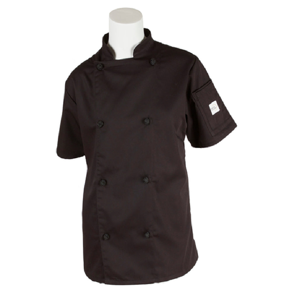 Mercer Culinary M61042BKXXS Genesis Women's Chef Jacket Short Sleeve (8) Cloth Knot Buttons