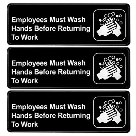 Alpine Industries ALPSGN-B-5 Sign 9" X 3" "Employees Must Wash Hands Before Returning To Work"