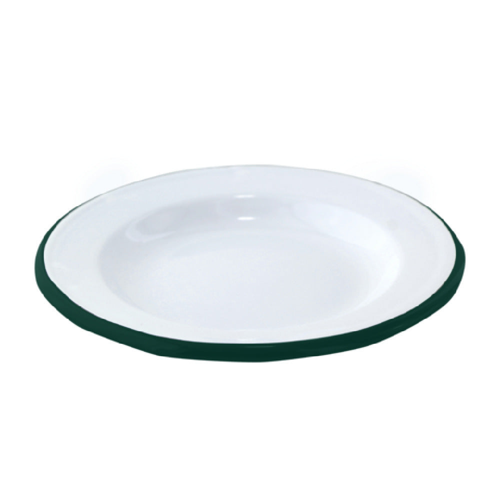 PacknWood 294ENASV16 - Plate, 6.3" Dia., White With Green Rim