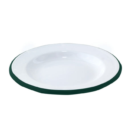 PacknWood 294ENASV16 - Plate, 6.3" Dia., White With Green Rim