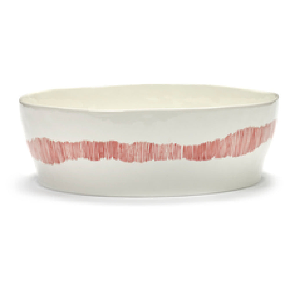 Paderno B8921015A Salad Bowl White Swirl-Stripes Red 11 1/4" Dia. X 3 3/4"H