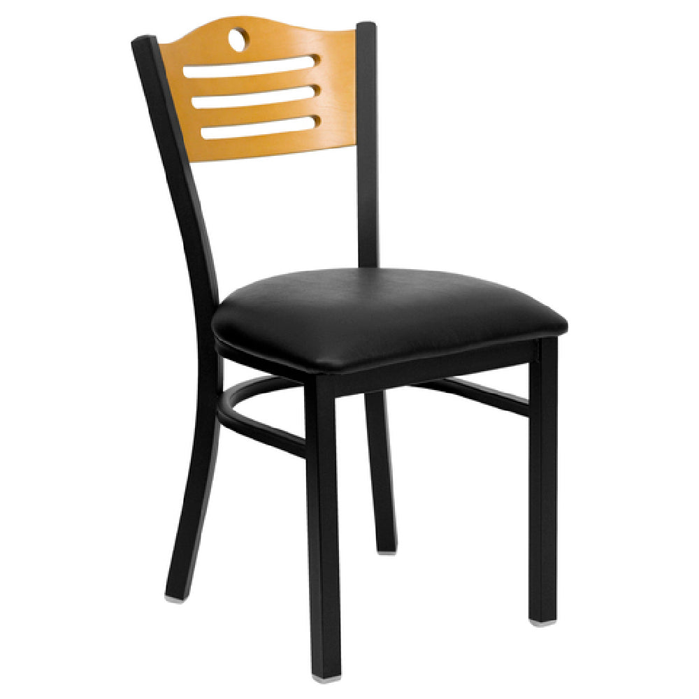 Flash Furniture XU-DG-6G7B-SLAT-BLKV-GG Hercules Series Restaurant Chair Natural Finish Plywood Back With (3) Slots And Circle Cutout