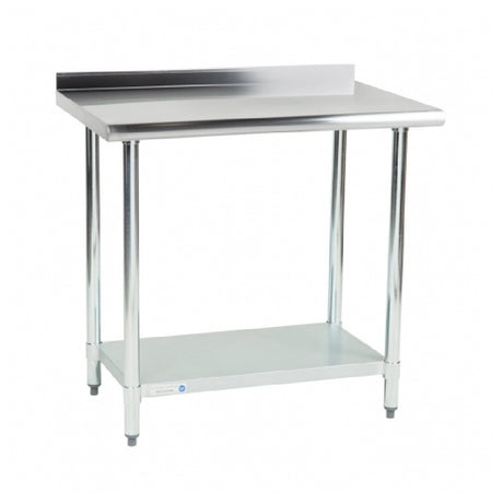 Empura Stainless EM-LAGU-2436 Commercial Work Table 36"W X 24"D X 34"H Stainless Steel With Galvanized Legs And Undershelf With 1.5" U-Turn