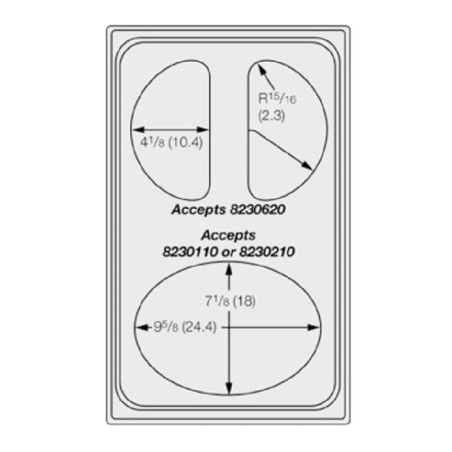 Vollrath 8240410 Miramar™ Template For (1) Oval & (2) Half Oval Decorative Pans